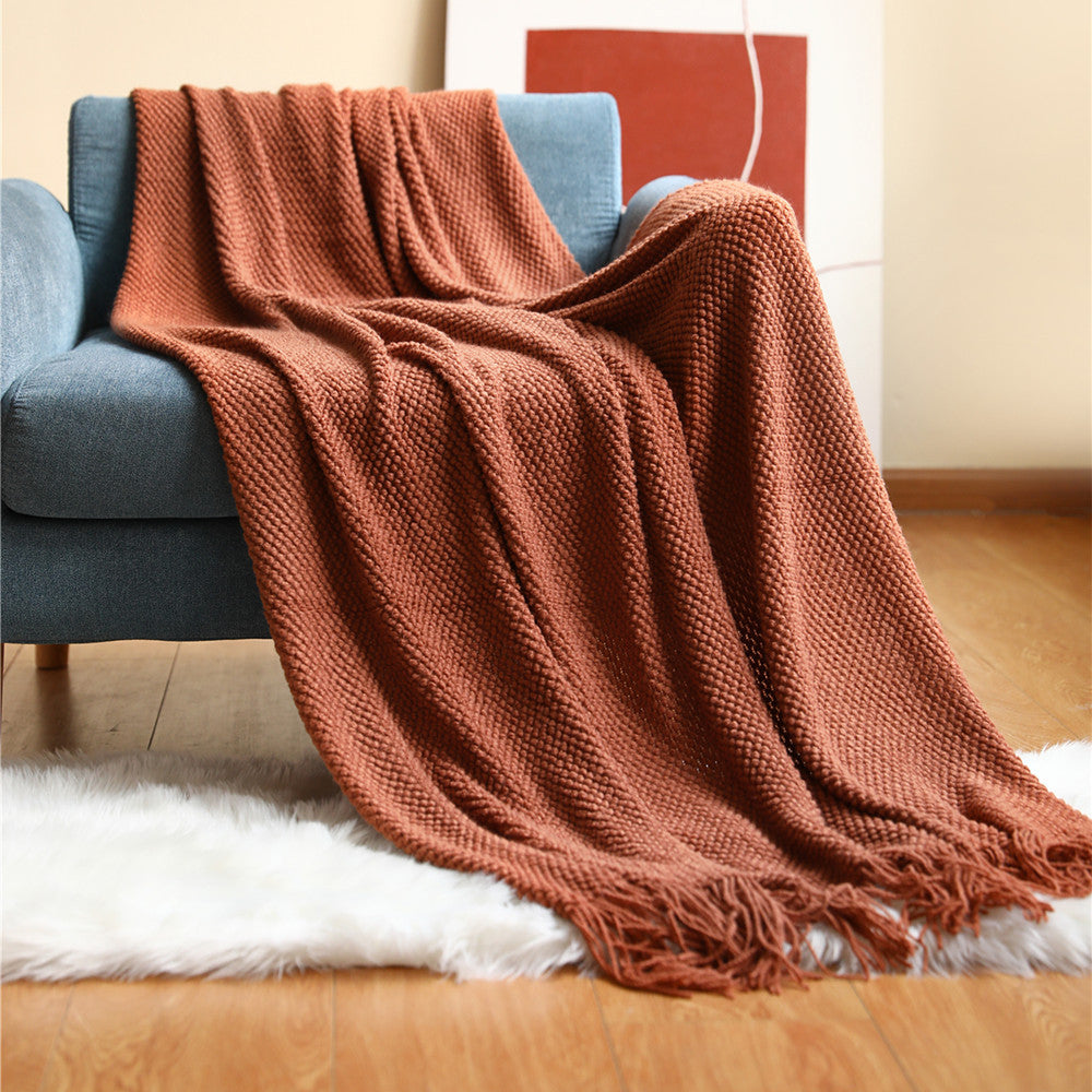 Textured Pineapple Grid Knitted Blanket Scandi South