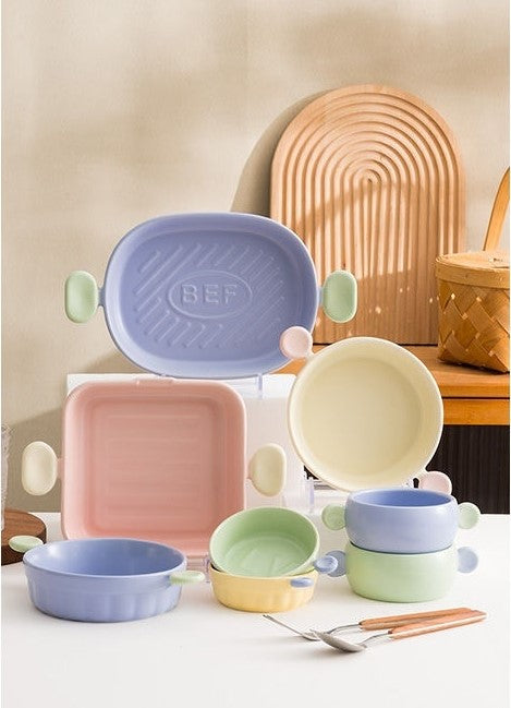 Pastel Binaural Wave Ceramic Ovenware Collection Parchway & Co.