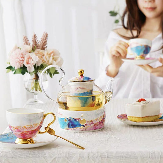 English Party Ceramic and Glass Tea Set Northern Lights