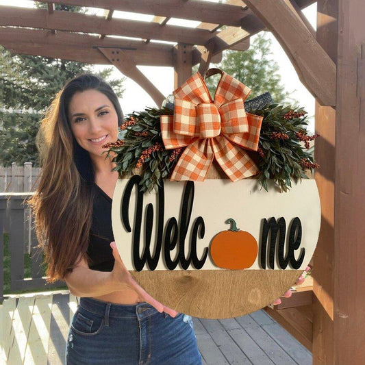 Welcome Door Decor with Ribbon Parchway & Co.