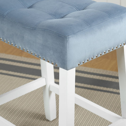 Devonshire Set of 2 Tufted Saddle Seat Stools Doba