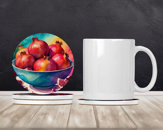 Pomegranates II Large Sandstone Coasters Pack of 4 Doba