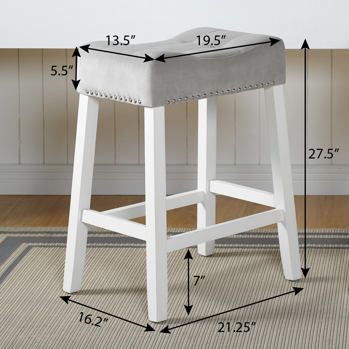 Devonshire Set of 2 Tufted Saddle Seat Stools Doba