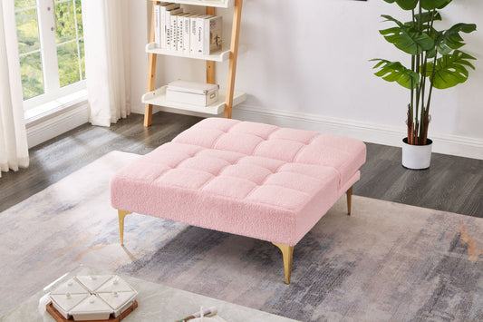 Aubrey Convertible Futon in Teddy Pink Plush Doba