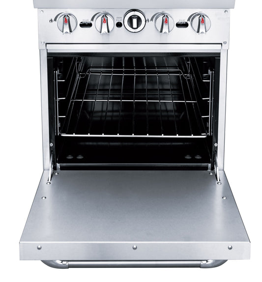Dukers Commercial 24" Gas Hot Plate Cooktop and Oven Combination Cabinet in Stainless Steel Doba