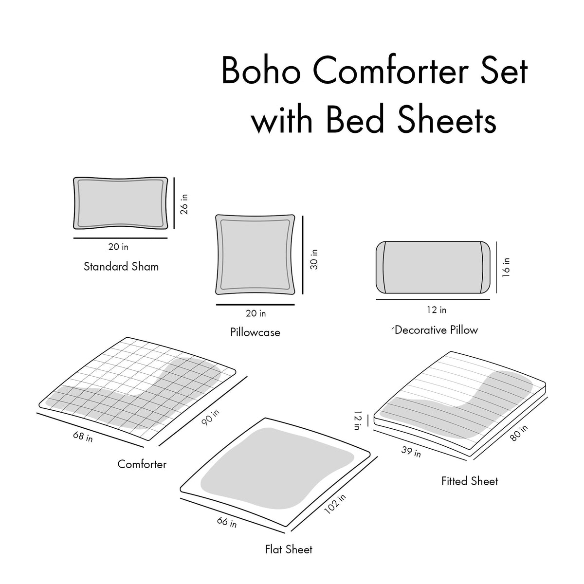 Boho Comforter Set with Bed Sheets Doba