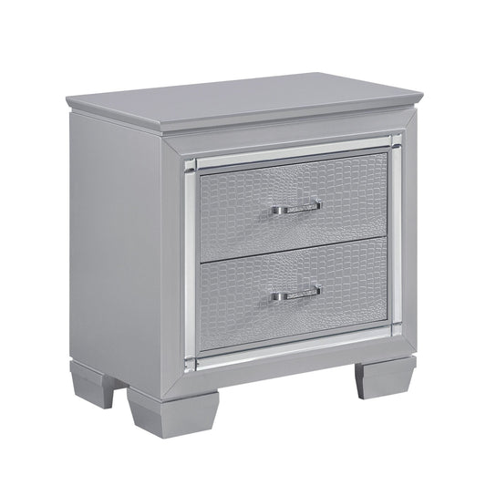 Allura Faux Alligator Embossed Nightstand Doba