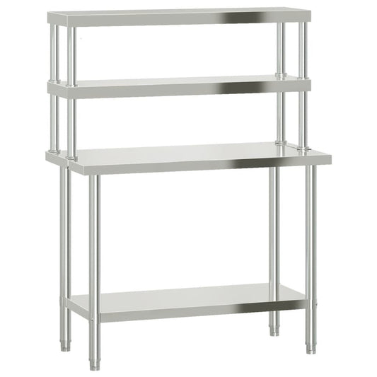 Kitchen Work Table with Overshelf 43.3"x21.7"x59.1" Stainless Steel Doba