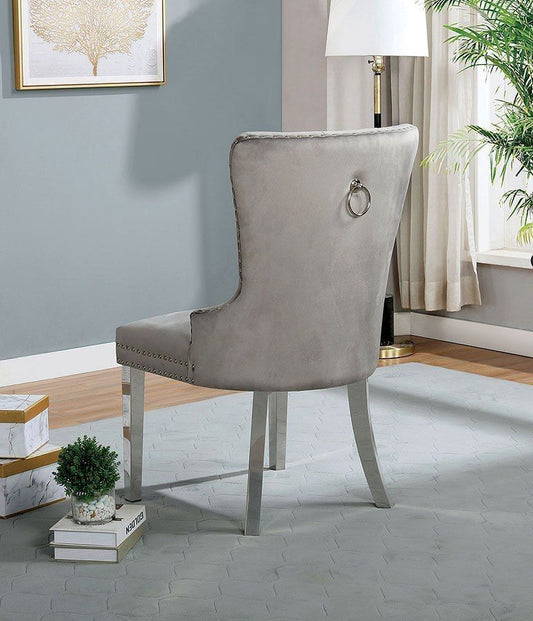 Talisa Button-Tufted Wingback Dining Chair Set of 2 in Grey Doba