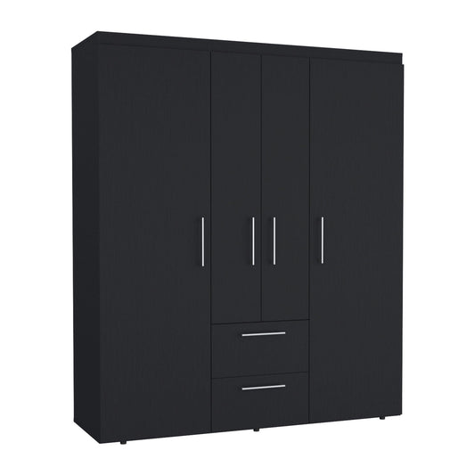 Bariloche Wardrobe with Hanging Rods, Shelves, and 2 Drawers Doba