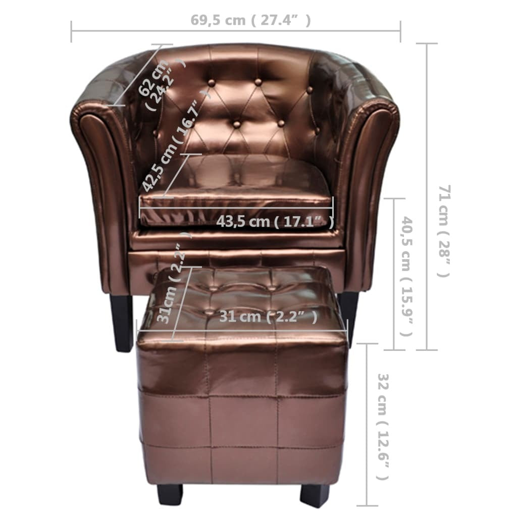 Truman Vegan Club Chair with Footstool Modern Luxuries Inc.