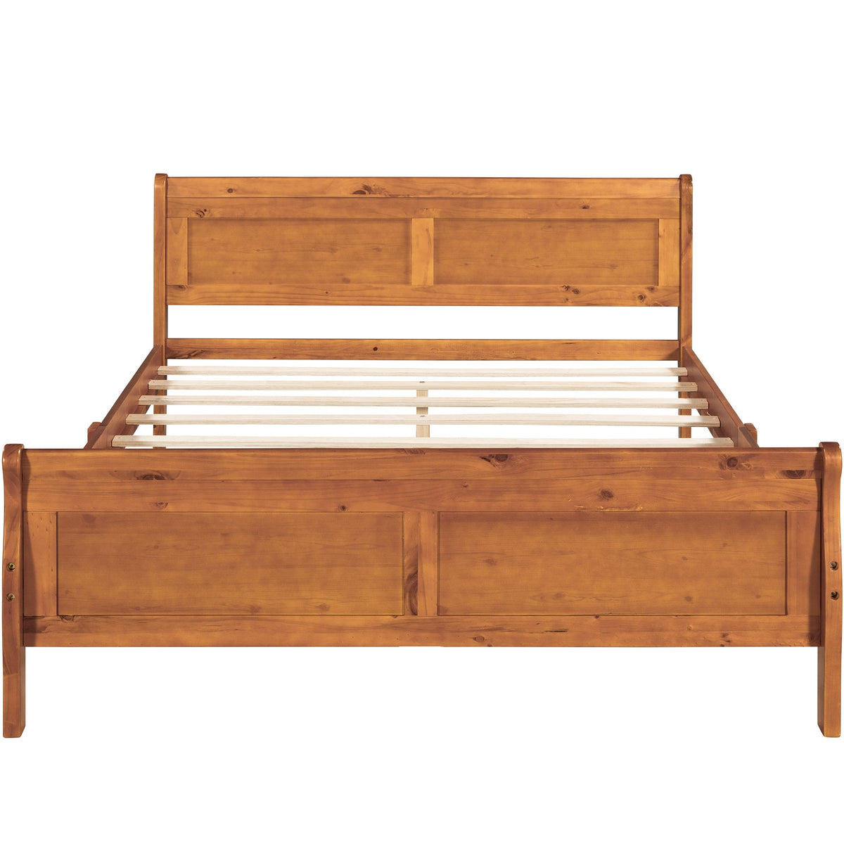Queen Size Wood Platform Bed with Headboard and Wooden Slat Support Doba