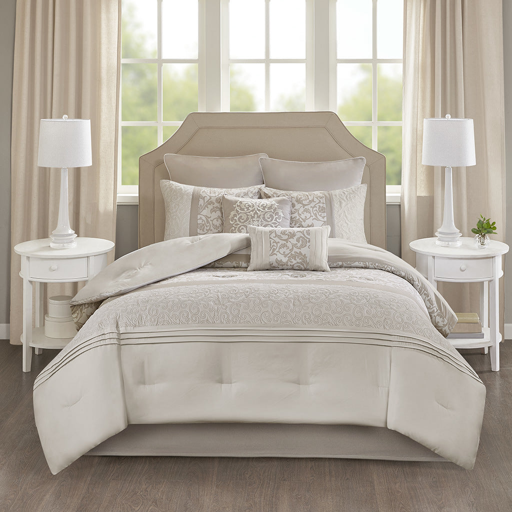 Embroidered 8 Piece Comforter Set Doba