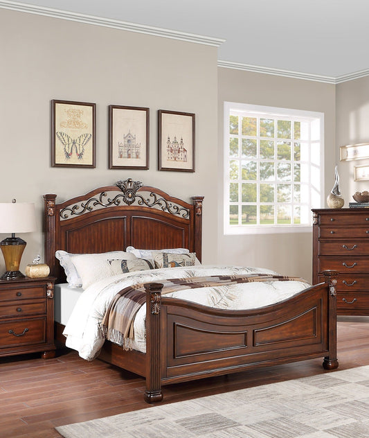 Formal Traditional Dark Cherry Color 1pc California King Size Bed Tufted Faux Leather Headboard Footboard Bedframe Doba