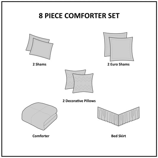 Embroidered 8 Piece Comforter Set Doba