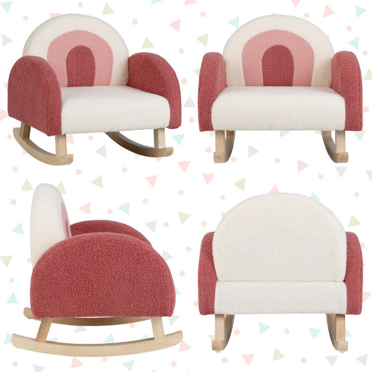 Velvet Upholstered Childrens Rocking Chair Doba
