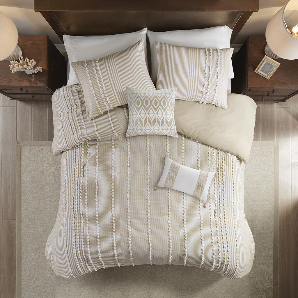 3 Piece Cotton Yarn Dyed Duvet Cover Set Doba