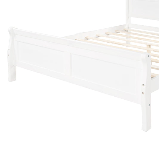 Queen Size Wood Platform Bed with Headboard and Wooden Slat Support Doba