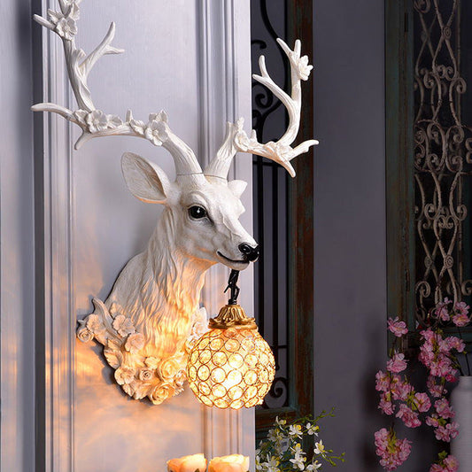 Young Buck with Antlers Wall Lamp Modern Farmhouse