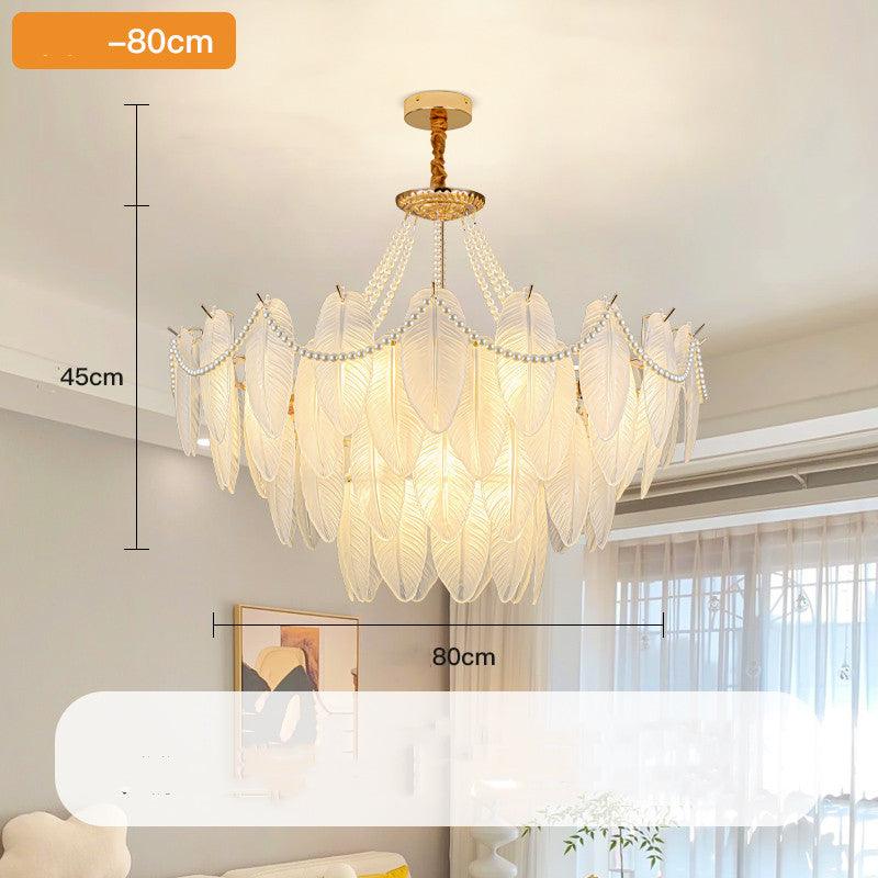 French Faux Pearl and Feather Luxury Chandelier - Divine Heart L.A.