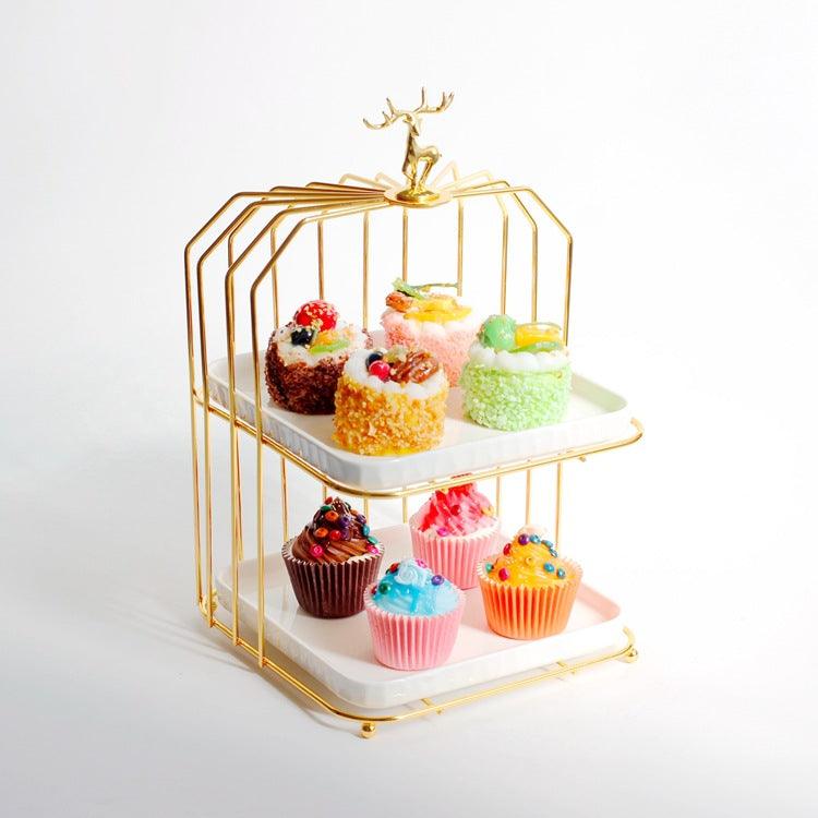 Simple Luxuries Gold Plated Ceramic Dessert Display Rack - Divine Heart L.A.