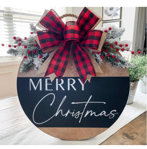 Christmas Motif Wooden Door Decor