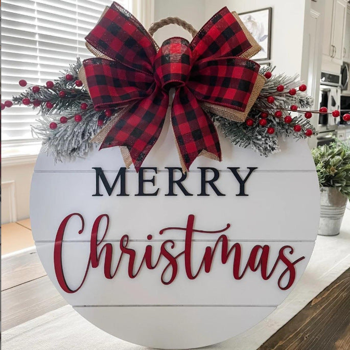 Christmas Motif Wooden Door Decor