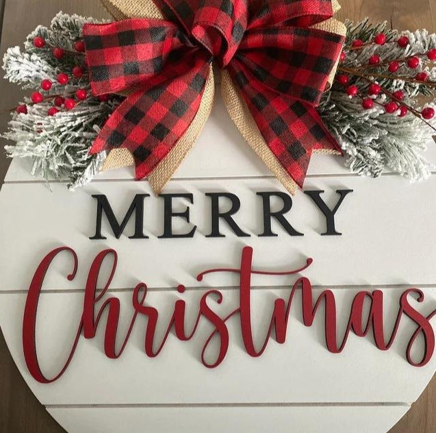 Christmas Motif Wooden Door Decor