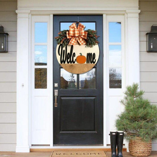 Welcome Door Decor with Ribbon