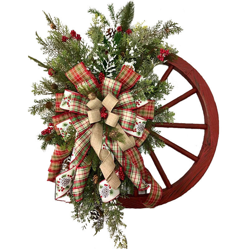 Country Christmas Wooden Wheel