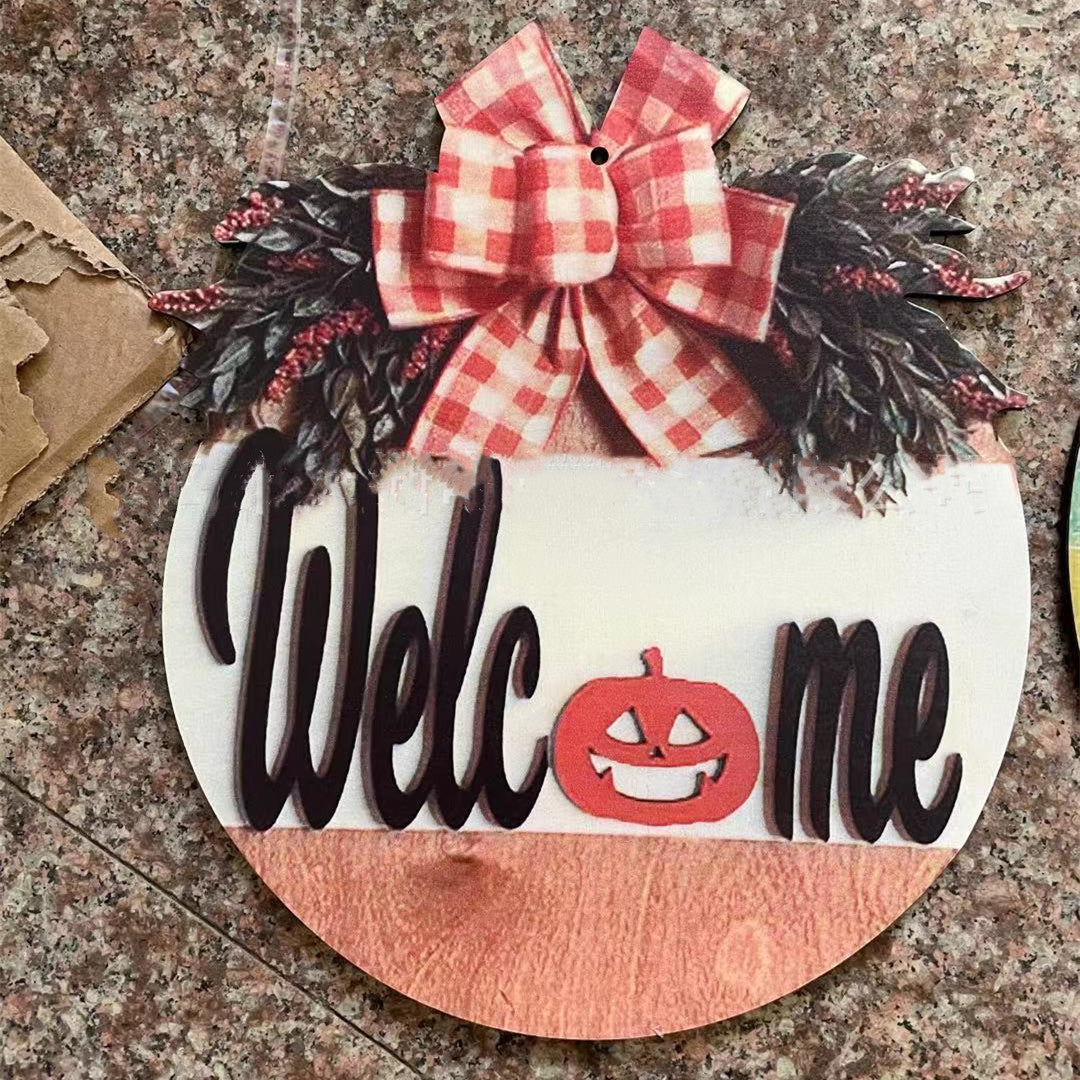 Welcome Door Decor with Ribbon