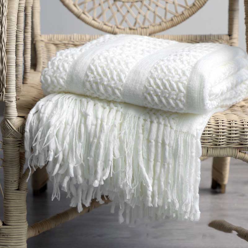 Boho Knitted Soft Throw with Fringe - Divine Heart L.A.