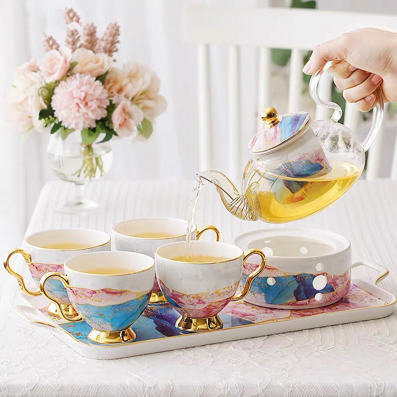 English Party Ceramic and Glass Tea Set