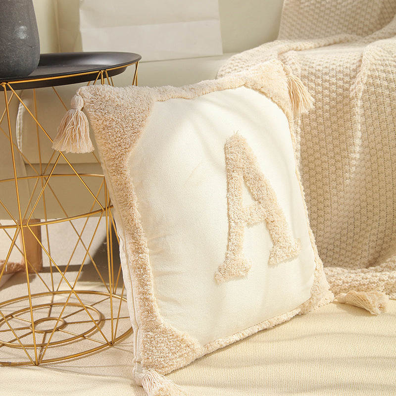 Embossed Monogram Letter Throw Pillow Cover