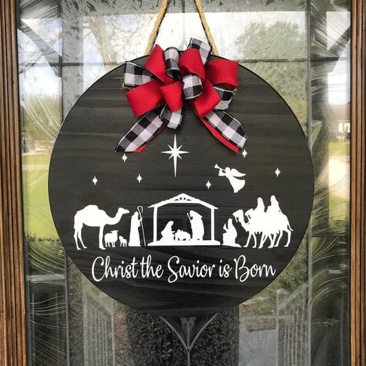 Christmas Motif Wooden Door Decor