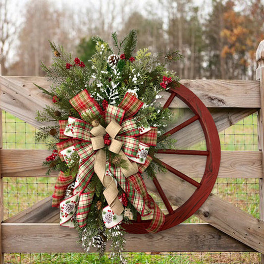 Country Christmas Wooden Wheel