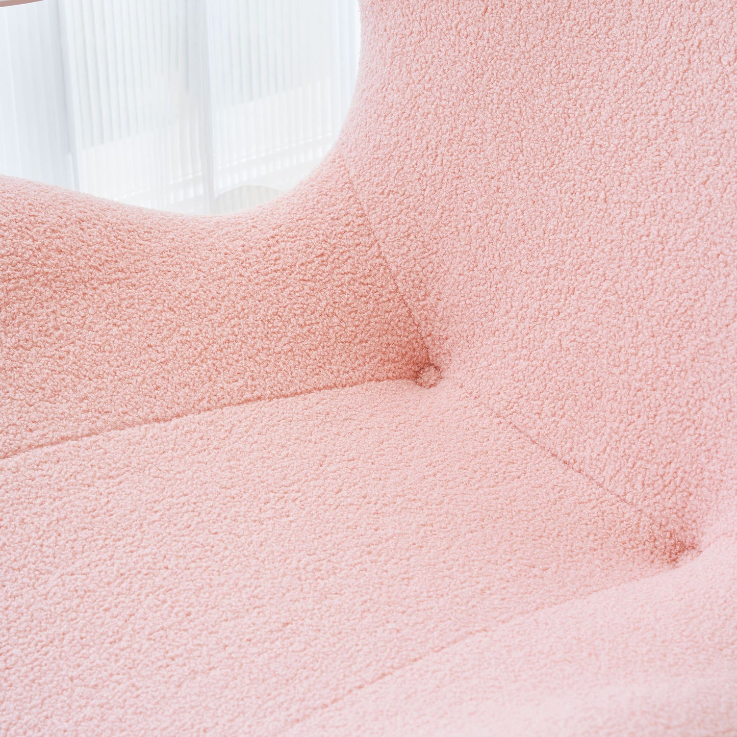 Whimsy High Back Sherpa Armchair with Footstool in Pink