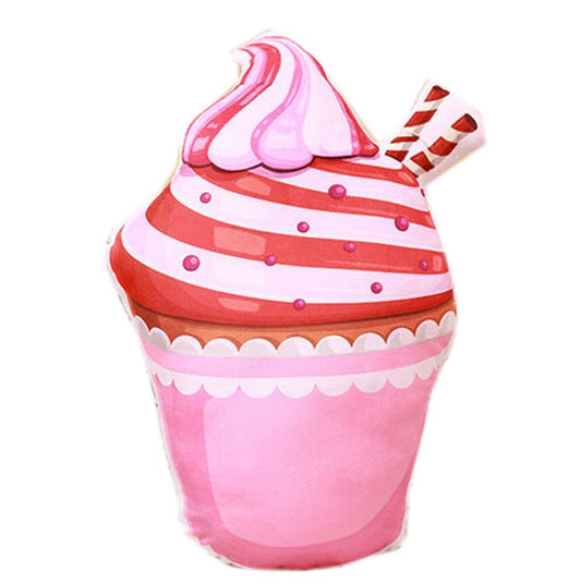 Cutesy Pink Swirl Cupcake Plush Stuffed Throw Pillow