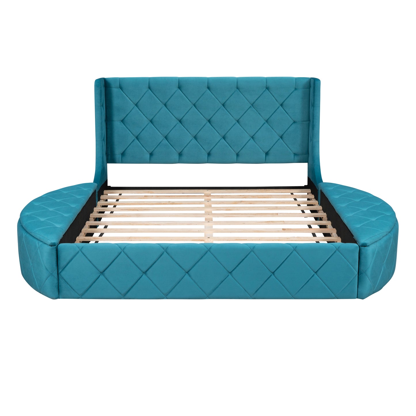 Stratton Upholstered Queen Platform Bed with Wingback Headboard and Storage