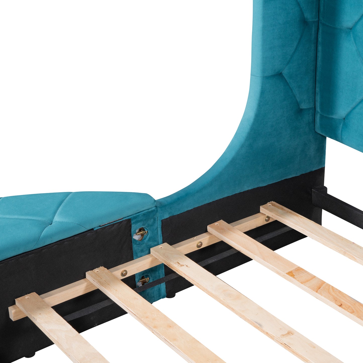 Stratton Upholstered Queen Platform Bed with Wingback Headboard and Storage