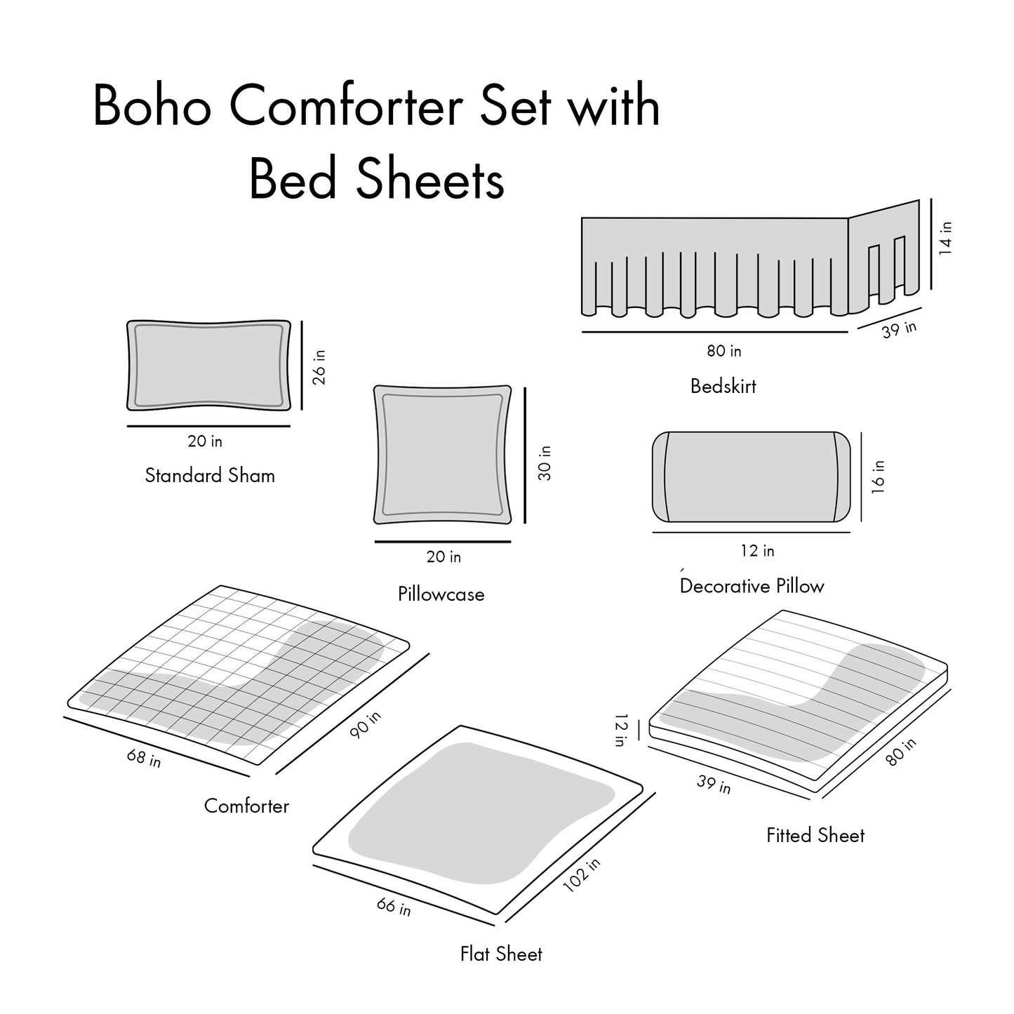 Boho Comforter Set with Bed Sheets