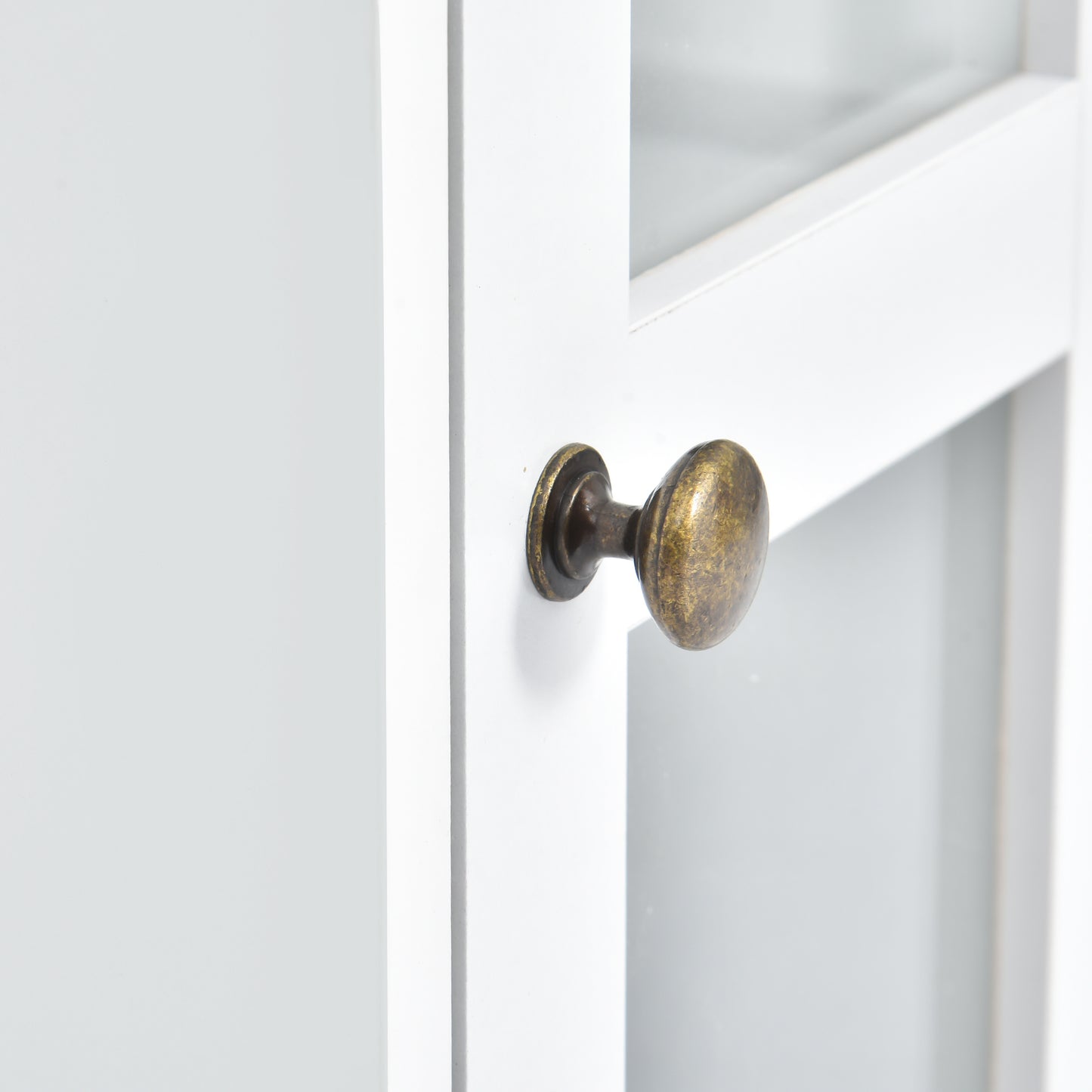 Entertainment Wall Unit with Bridge and Tempered Glass Door in White