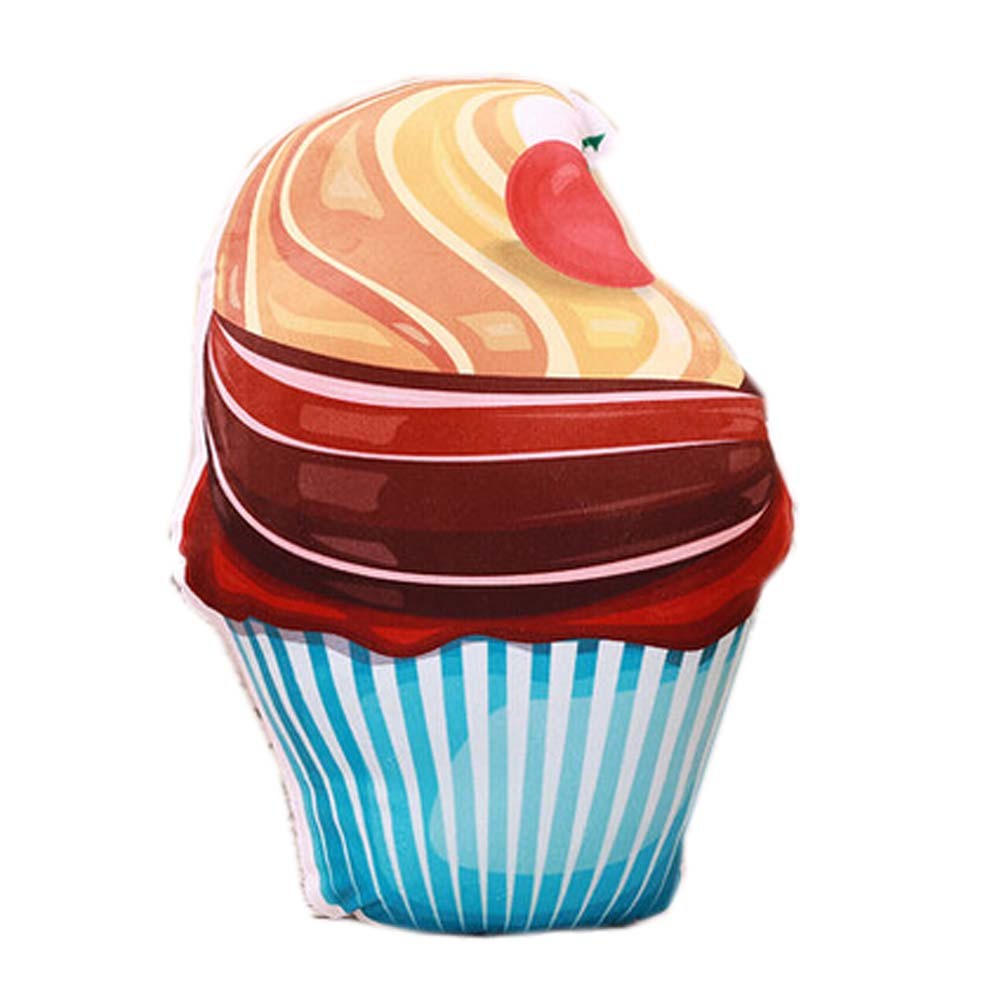 Cutesy Blue Cherry Cupcake Plush Stuffed Throw Pillow