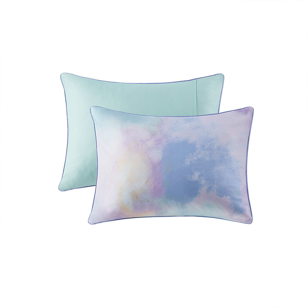 Cassie Watercolor Tie Dye Duvet Cover Set with Throw Pillow