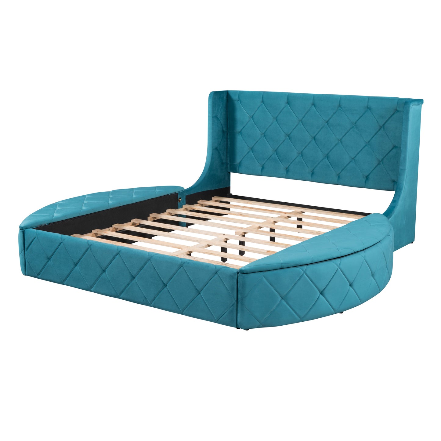 Stratton Upholstered Queen Platform Bed with Wingback Headboard and Storage