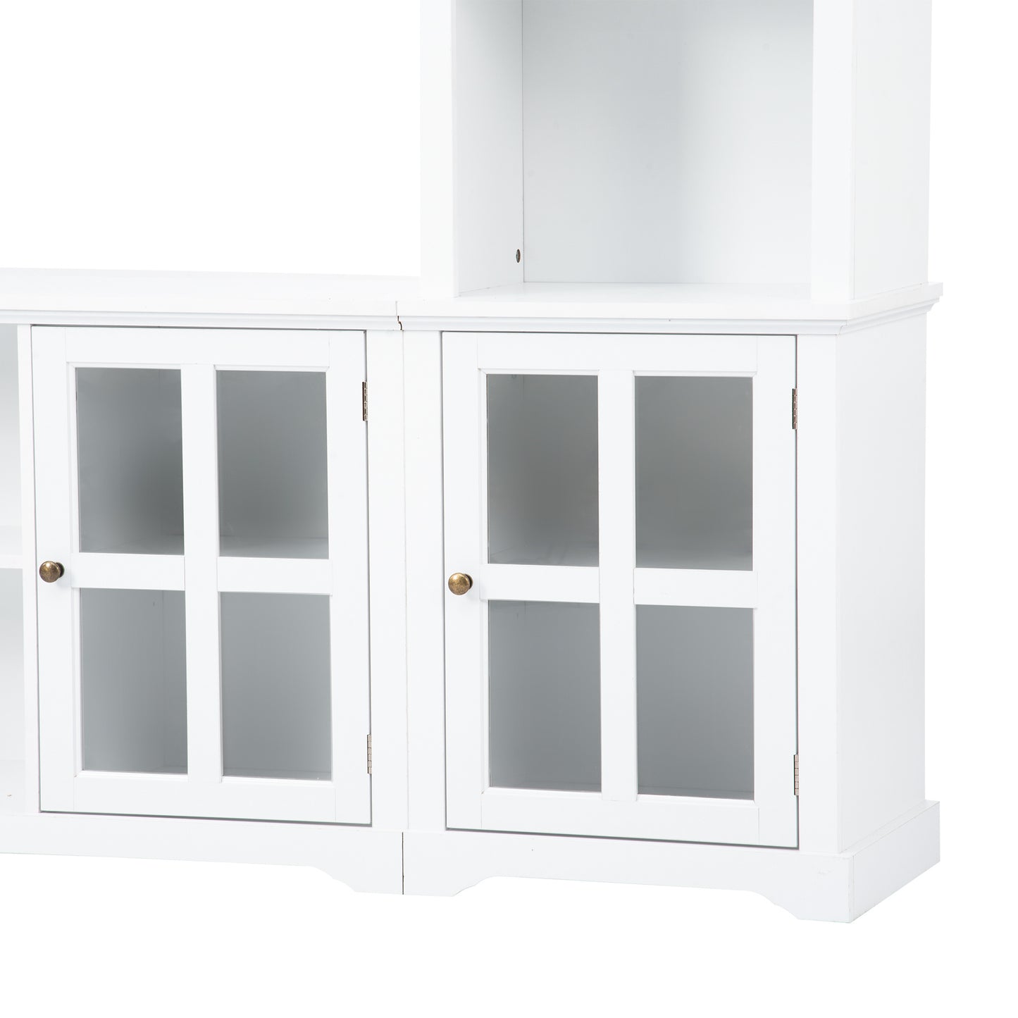Entertainment Wall Unit with Bridge and Tempered Glass Door in White