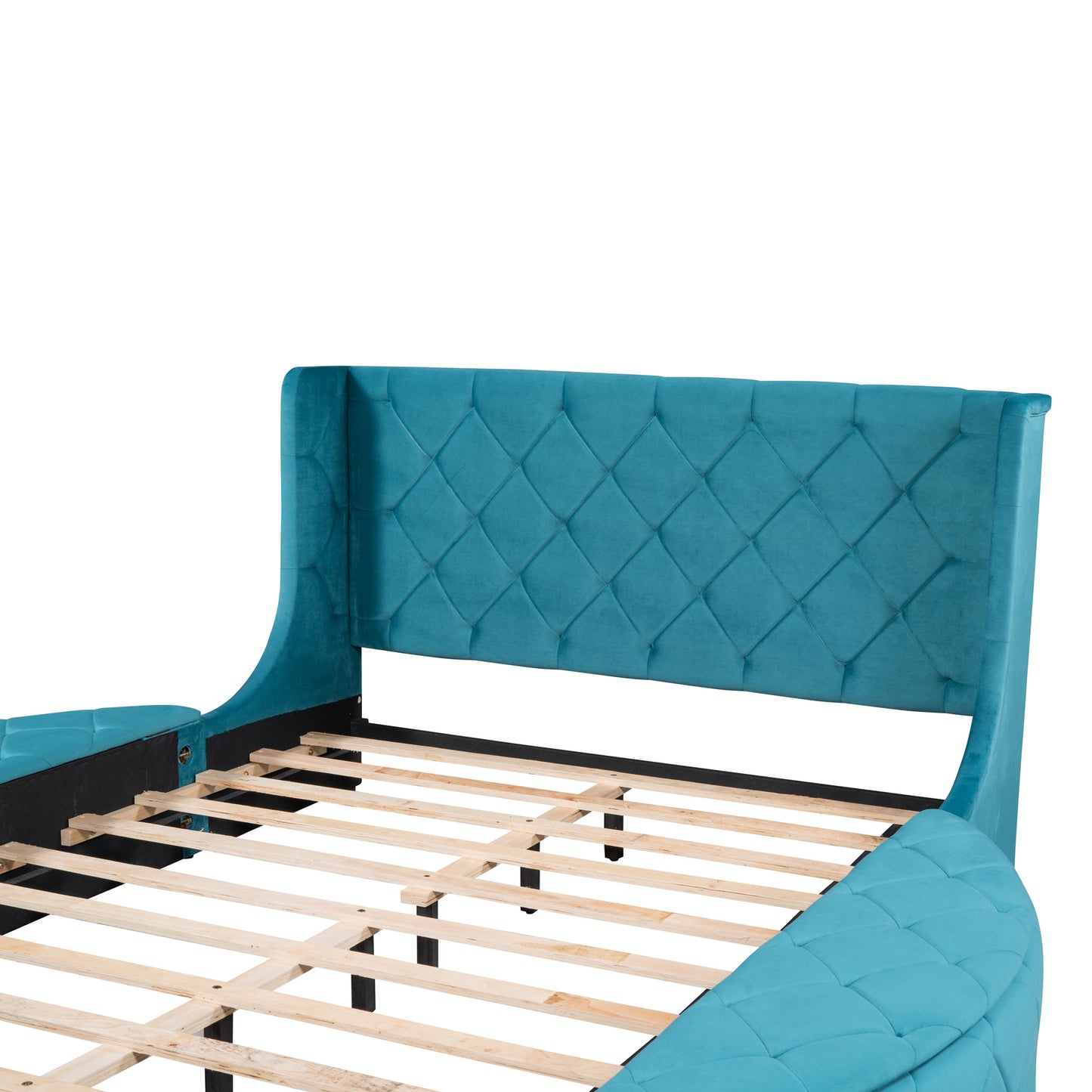 Stratton Upholstered Queen Platform Bed with Wingback Headboard and Storage