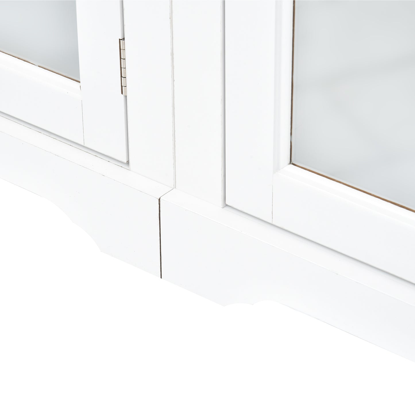 Entertainment Wall Unit with Bridge and Tempered Glass Door in White