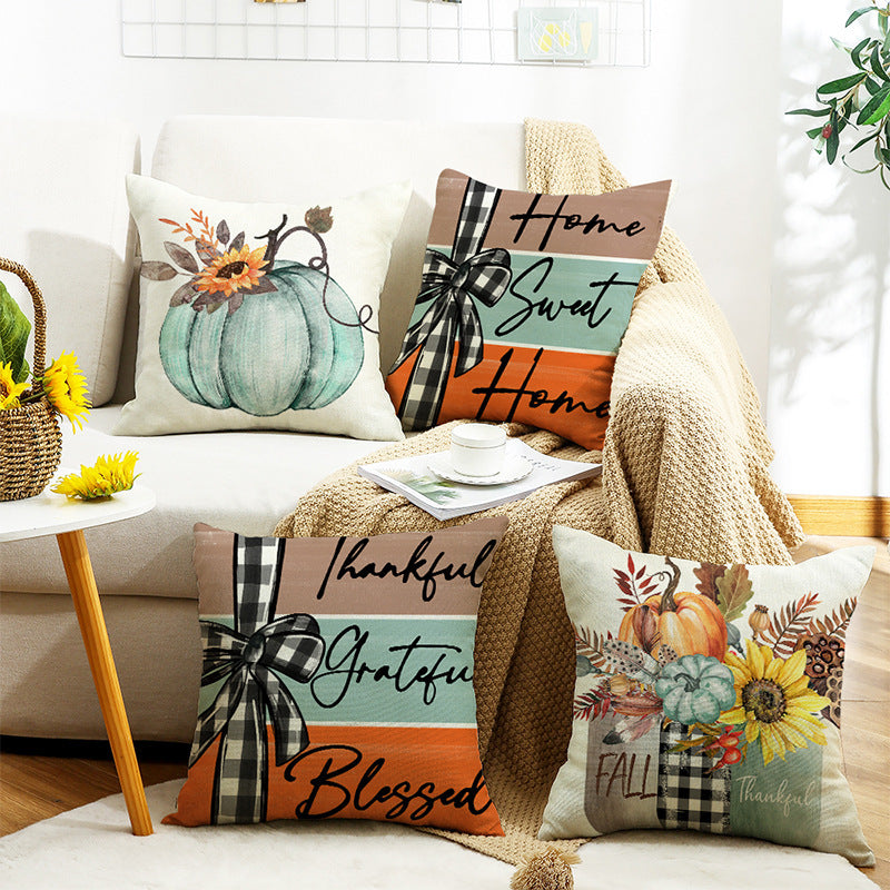 Fall Pumpkin Home Sweet Home Throw Pillow Cover Collection 18 X 18 In