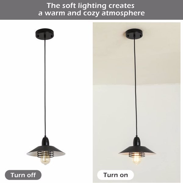 Farmhouse Vintage Pendant Light Black Fixture Pendant Lights with Spring Frame Adjustable Metal Hanging Lamp for Kitchen Island Dining Room Bedroom Living Room Barn Entryway, E26 - Divine Heart L.A.
